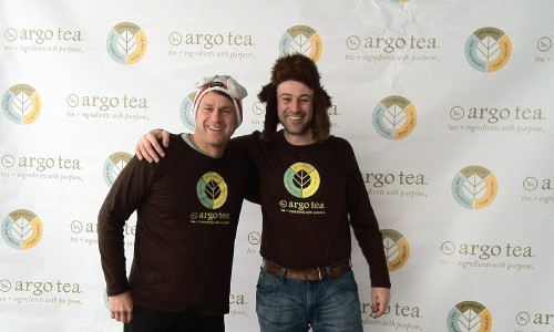 Glen Tullman and Argo Tea CEO Arsen Avakian at the Argo Tea warming station before the Polar Plunge